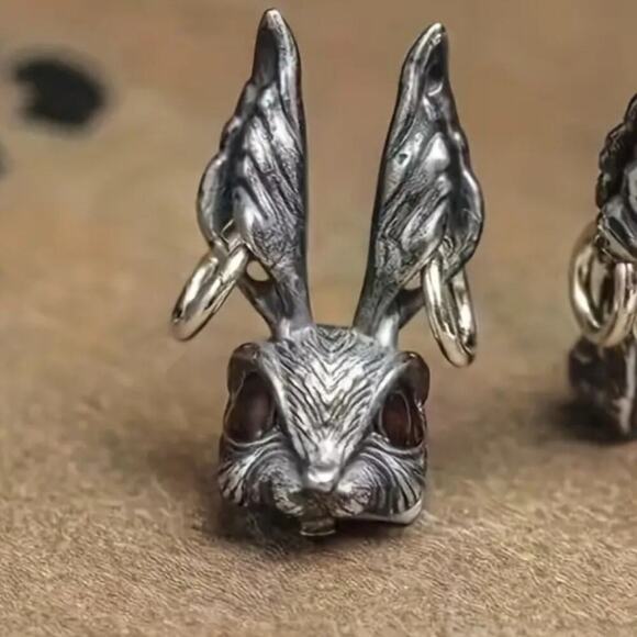 Evil gothic punk bunny rabbit with pierced earrings - Picture 3 of 5